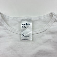 Load image into Gallery viewer, Unisex Anko, white cotton long sleeve tee / top, EUC, size 0,  