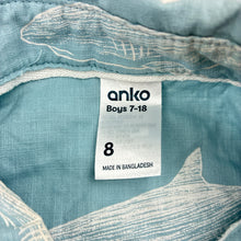 Load image into Gallery viewer, Boys Anko, lightweight cotton short sleeve shirt, sharks, FUC, size 8,  