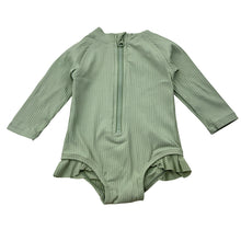 Load image into Gallery viewer, Girls Anko, ribbed long sleeve swim one-piece, GUC, size 00,  