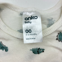 Load image into Gallery viewer, Unisex Anko, cotton bodysuit / romper, dinosaurs, GUC, size 00,  