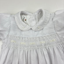 Load image into Gallery viewer, Girls Pepino, vintage smocked lightweight romper, *missing button at crotch*, FUC, size 00,  