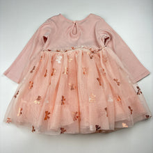 Load image into Gallery viewer, Girls H&amp;M, ribbed cotton / tulle party dress, EUC, size 1-2, L: 43cm