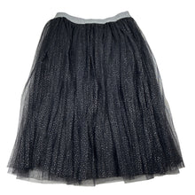 Load image into Gallery viewer, Girls Mango, cotton lined black tulle &amp; silver glitter skirt, elasticated, L: 58cm, EUC, size 12,  