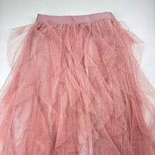 Load image into Gallery viewer, Girls lined, pink tulle maxi skirt, elasticated, no labels, L: 86cm, W: 30cm across unstretched, EUC, size 12-14,  