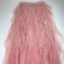 Load image into Gallery viewer, Girls lined, pink tulle maxi skirt, elasticated, no labels, L: 86cm, W: 30cm across unstretched, EUC, size 12-14,  