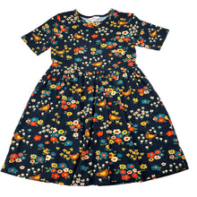 Load image into Gallery viewer, Girls Little Princess Highway, stretchy short sleeve dress, chickens, wash fade, FUC, size 6-7, L: 62cm