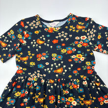 Load image into Gallery viewer, Girls Little Princess Highway, stretchy short sleeve dress, chickens, wash fade, FUC, size 6-7, L: 62cm