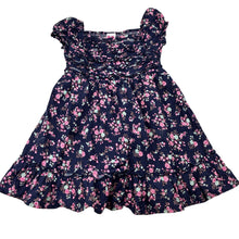 Load image into Gallery viewer, Girls H+T, lightweight navy floral cotton dress, GUC, size 2, L: 48cm