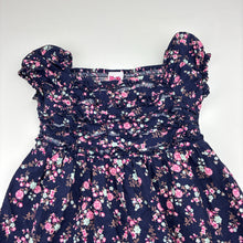 Load image into Gallery viewer, Girls H+T, lightweight navy floral cotton dress, GUC, size 2, L: 48cm