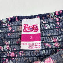 Load image into Gallery viewer, Girls H+T, lightweight navy floral cotton dress, GUC, size 2, L: 48cm