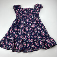 Load image into Gallery viewer, Girls H+T, lightweight navy floral cotton dress, GUC, size 2, L: 48cm