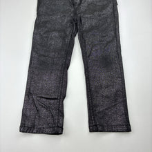 Load image into Gallery viewer, Girls Fun Spirit, black &amp; silver lightweight pants, adjustable, Inside leg: 36cm, FUC, size 6,  