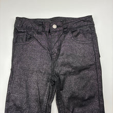 Load image into Gallery viewer, Girls Fun Spirit, black &amp; silver lightweight pants, adjustable, Inside leg: 36cm, FUC, size 6,  