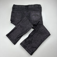 Load image into Gallery viewer, Girls Fun Spirit, black &amp; silver lightweight pants, adjustable, Inside leg: 36cm, FUC, size 6,  