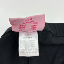 Load image into Gallery viewer, Girls Pink Sugar, black stretchy leggings, Inside leg: 47cm, GUC, size 8,  