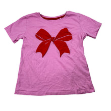 Load image into Gallery viewer, Girls Mango, pink cotton tee / top, bow, GUC, size 7,  