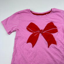 Load image into Gallery viewer, Girls Mango, pink cotton tee / top, bow, GUC, size 7,  