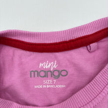 Load image into Gallery viewer, Girls Mango, pink cotton tee / top, bow, GUC, size 7,  