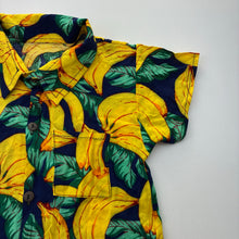 Load image into Gallery viewer, Boys colourful, lightweight short sleeve shirt, bananas, no labels, armpit to armpit: 30cm, EUC, size 3-4,  