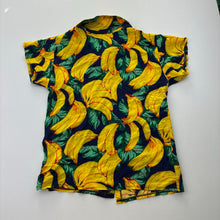 Load image into Gallery viewer, Boys colourful, lightweight short sleeve shirt, bananas, no labels, armpit to armpit: 30cm, EUC, size 3-4,  