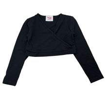 Load image into Gallery viewer, Girls Mango, black stretchy dance cross-over top, EUC, size 5,  