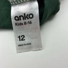 Load image into Gallery viewer, Unisex Anko, dark green cotton tee / top, GUC, size 12,  