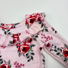 Load image into Gallery viewer, Girls Dymples, stretchy floral ruffle romper, FUC, size 000,  