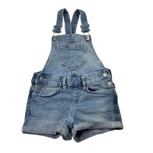 Load image into Gallery viewer, Girls Target, stretch denim overalls / shortalls, FUC, size 4,  