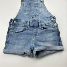 Load image into Gallery viewer, Girls Target, stretch denim overalls / shortalls, FUC, size 4,  
