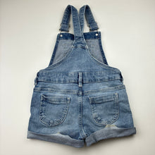 Load image into Gallery viewer, Girls Target, stretch denim overalls / shortalls, FUC, size 4,  