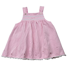 Load image into Gallery viewer, Girls vintage, pink embroidered lace trim dress, GUC, size 0, L: 39cm