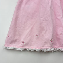 Load image into Gallery viewer, Girls vintage, pink embroidered lace trim dress, GUC, size 0, L: 39cm