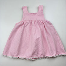 Load image into Gallery viewer, Girls vintage, pink embroidered lace trim dress, GUC, size 0, L: 39cm