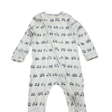 Load image into Gallery viewer, Boys Sprout, ribbed organic cotton blend zip romper, FUC, size 00,  