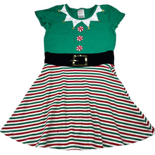 Load image into Gallery viewer, Girls B&amp;L, stretchy Christmas dress, marks front skirt, FUC, size 8, L: 63cm