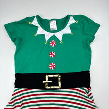 Load image into Gallery viewer, Girls B&amp;L, stretchy Christmas dress, marks front skirt, FUC, size 8, L: 63cm