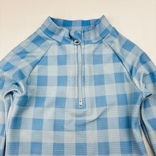 Load image into Gallery viewer, Girls Seed, blue check long sleeve swim one-piece, GUC, size 2,  