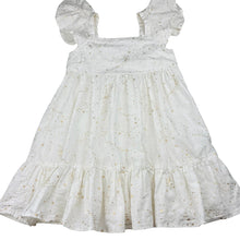 Load image into Gallery viewer, Girls Cotton On, white &amp; gold cotton dress, EUC, size 9-10, L: 64cm