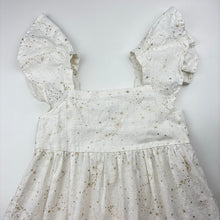 Load image into Gallery viewer, Girls Cotton On, white &amp; gold cotton dress, EUC, size 9-10, L: 64cm