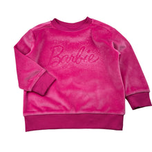 Load image into Gallery viewer, Girls Barbie, pink velour sweater / jumper, marks back sleeves, FUC, size 3,  