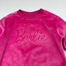 Load image into Gallery viewer, Girls Barbie, pink velour sweater / jumper, marks back sleeves, FUC, size 3,  