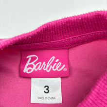 Load image into Gallery viewer, Girls Barbie, pink velour sweater / jumper, marks back sleeves, FUC, size 3,  