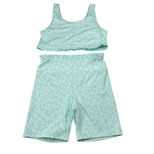 Load image into Gallery viewer, Girls YOGALICIOUS GIRLS, activewear short &amp; crop top, small light mark on shorts, FUC, size 12,  