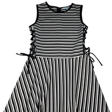 Load image into Gallery viewer, Girls Tilii, black &amp; white stripe dress, EUC, size 16, L: 80cm
