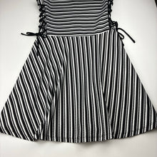 Load image into Gallery viewer, Girls Tilii, black &amp; white stripe dress, EUC, size 16, L: 80cm