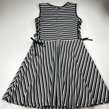 Load image into Gallery viewer, Girls Tilii, black &amp; white stripe dress, EUC, size 16, L: 80cm