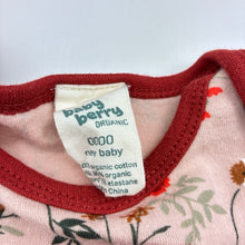 Load image into Gallery viewer, Girls Baby Berry, floral organic cotton sleepsack / sleeping bag, EUC, size 0000,  