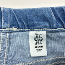 Load image into Gallery viewer, Girls H&amp;M, lightweight stretchy denim shorts, elasticated, FUC, size 9,  
