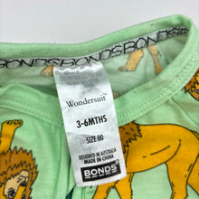 Load image into Gallery viewer, Unisex Bonds, zip wondersuit / zippy / romper, lions, GUC, size 00,  