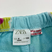 Load image into Gallery viewer, Girls Zara, floral cotton shorts, elasticated, FUC, size 4,  